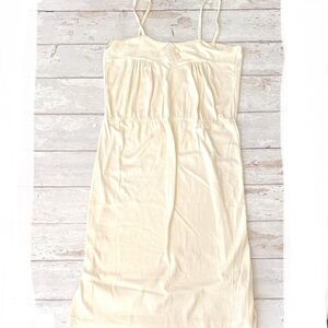 Women’s Size 6 Career Guild Vintage 80s Dress Cream Spaghetti Straps Rose Design